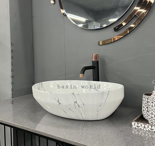 Image of IMPORTED Ceramic Wash Basin Countertop Tabletop Bathroom Sink Wash Basin (20 x 14.5 x 5.5 INCH) NCTT-364
