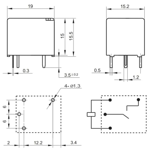 Relé WL73-S-112DM 12V 15A de 4 pines componente electrónico T73A para conmutación 2