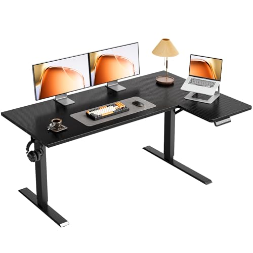 OffiGo Electric L-Shaped Standing Desk Adjustable Black