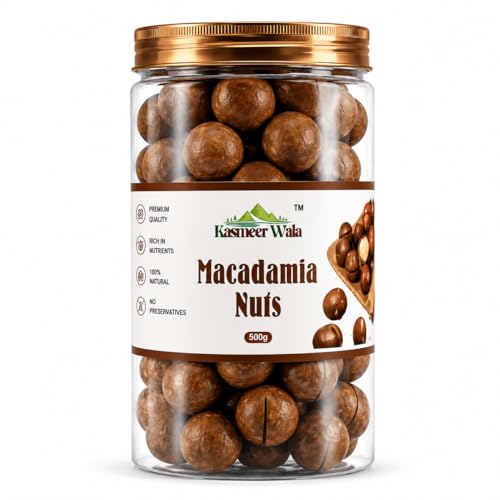 Image of Kasmeer Wala Premium Macadamia Nuts | Raw & Crunchy Whole Nuts | Keto-Friendly, Gluten-Free, High in Healthy Fats | Australian Grade Dry Fruits - 1kg
