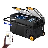 BougeRV ポータブル冷蔵庫 車載冷蔵庫 大容量 40L バッテリー内蔵可能 -20℃～20℃ 急速冷凍 2室個別温度設定 2フタ開き スマホ対応 キャスター付 3WAY電源 AC100V DC12V/24V 電池 省エネ 静音 LCD温度表示 USB出力ポート付き 庫内灯・水抜き栓 家庭アウトドア両用 車中泊 キャンプ トラック用 釣り 一人暮らしに大活躍 CRD2