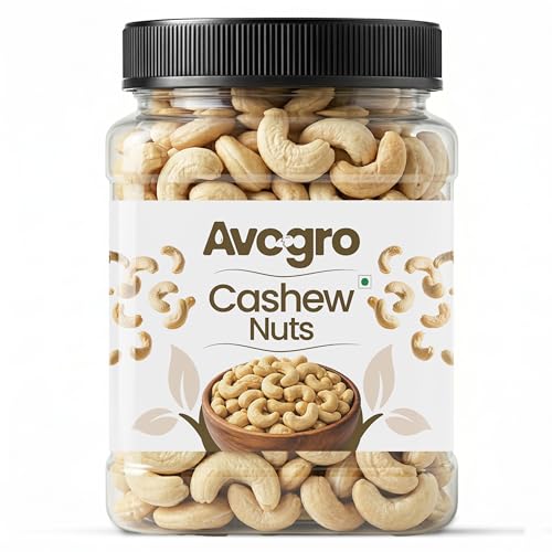 Image of Avogro Premium Whole Pure Cashew Nuts 1KG | Natural and Unsalted Kaju Ideal for Dieting, Snacking, Cooking, and Baking | Protein Rich Kajau Dry Fruits Perfect for Gift | Jar Pack Of 1