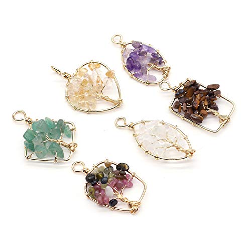 Pendentifs en pierre naturelle de forme irrégulière QSLLER pour bijoux (lot de 5)