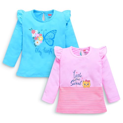 Image of LuvLap Baby Girls 100% Cotton Full Sleeve Girls Top, Pack of 02