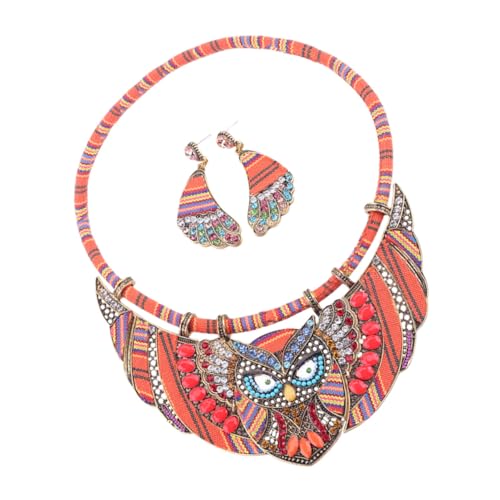 JEWEDECO 1ensemble Set De Bijoux Femme Collier Et Boucles Oreilles Thème Hibou Parure Exagérée Et Élégante Pour Spécial