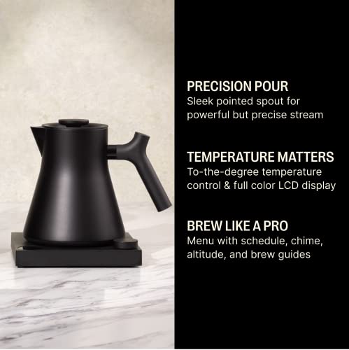 Image of Fellow Corvo EKG Pro Gooseneck Electric Kettle for Pour Over Coffee & Tea | Precise Temp Control, Quick Heating, Stainless Steel, Brew Timer, Scheduling, LCD Display, Hold Mode, 0.9 Liter, Matte Black