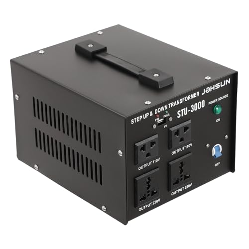 Voltage Power Converter Transformer 220V to 110V Step Up/Down AC Adapter,Heavy Duty Power Converter 3000W,Universal AC Outlets Fuse and Circuit Protection