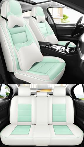 Eunncu 車 シートカバー に適し トヨタ アクア 対応 アクセサリー 防水 取付簡単 グリーン×ホワイト