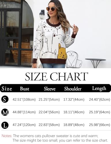 Image of Arssm Womens Cat Sweaters 2024 Long Sleeve Oversized Cute Kawaii Cartoon Crewneck Pullover Knit Sweater Top