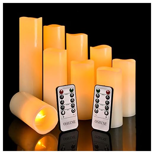 OSHINE bougie led, bougies led telecommandeΦ 2.2.IN x (H"4"5"6"7"8"9) Set de 9 pilules de cire réelles non en plastique avec minuterie de commande(9, Ivoire)
