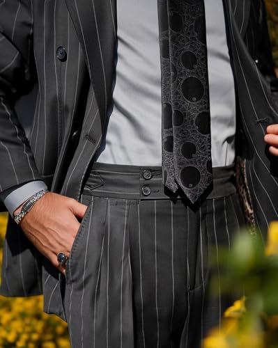 Pinstripe Suits for Men Double Breasted Tuxedo Regular Fit 2 Piece Blazer Pants Peak Lapel Suit Set for Wedding Prom4