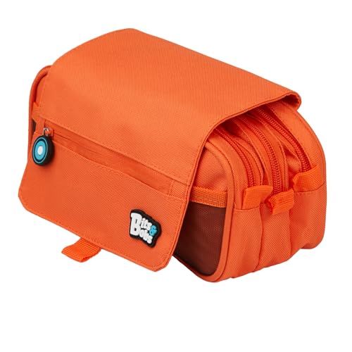Grafoplás | Estuche Escolar Tres Compartimentos con Solapa | Naranja | Bits&Bobs | Colores Vivos | 23x10x10cm | Incluye Horario y Zona Identificación | Perfecto para Organizar tu Material Escolar