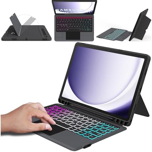 Étui Clavier pour Sasung Galaxy Tab A9+ 11 Pouces - 7 Couleurs Rétroéclairées Aovible Tablette