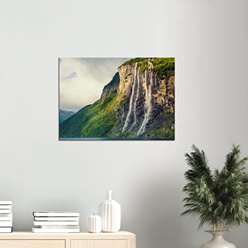 Cascade de falaise toile encadrée 50x70 cm pour mur vide et triste