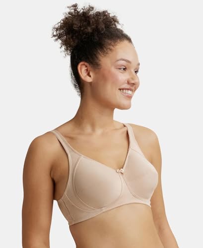 Image of Jockey ES13 Women Wirefree Non Padded Super Combed Cotton Elastane Stretch Full Coverage Plus Size Bra with Side Panel Support
