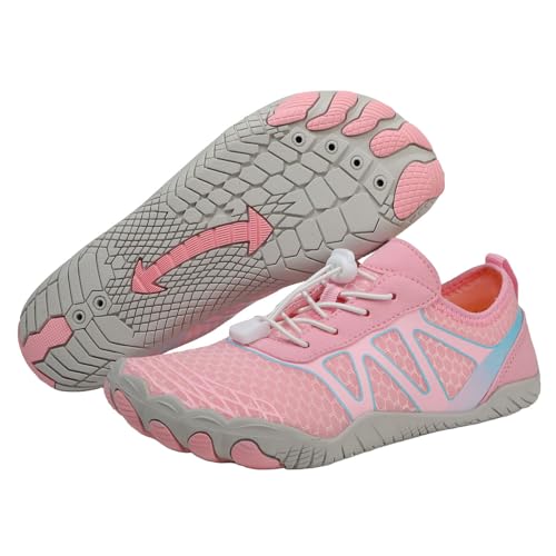 Hike Barefoot Shoes Women Wide Toe Box Healthy Hiking Water Shoes with Arch Support for Women Walking Wide Toe Box Non-Slip Outdoor Sports Zero Drop Shoe Walking Outdoor Breathable Footwear Pink
