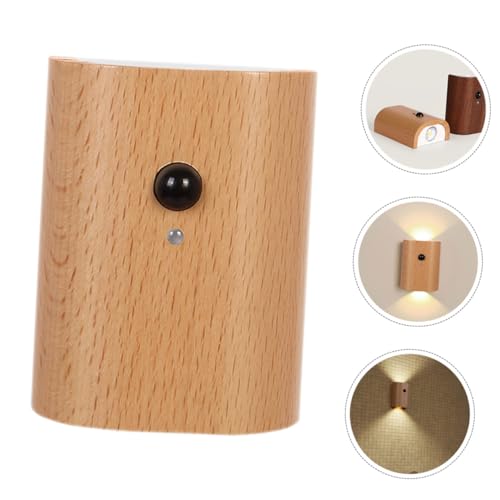 Aplique de pared LED sensor movimiento recargable madera pasillo 5
