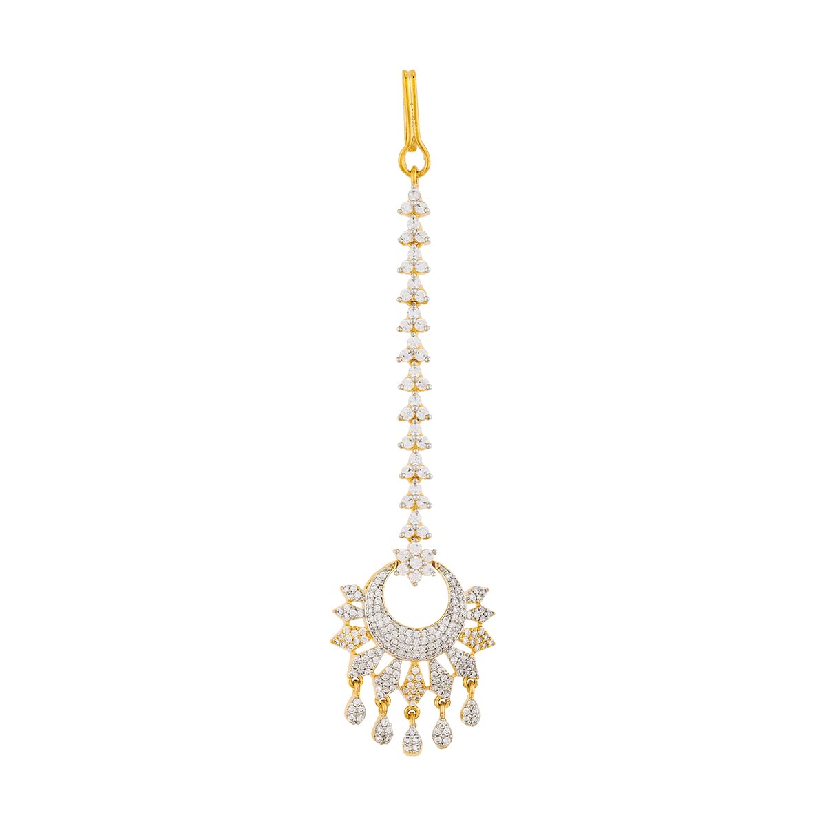 kushal's Fashion Jewellery white rodium-gold polished zircon maang tikka for women | Best for bridesmaid & Special Occasion - 453016-picture-12