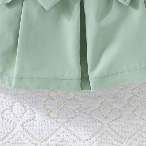 Image of 2-7Y Toddler Girl Skirt Set Kid 2Pcs Outfits Puff Short Sleeve Top Pleated Skirt with Bowknot Spring Summer Clothes