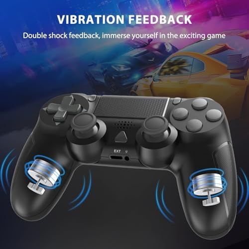 Wireless Controller for PS4, Dual Vibration Gamead Joystick/Motion Sensing/Touchpad/Speaker/3.5mm Audio Jack, Compatible with playstation 4/Slim/Pro Console/PC(Black) - 2