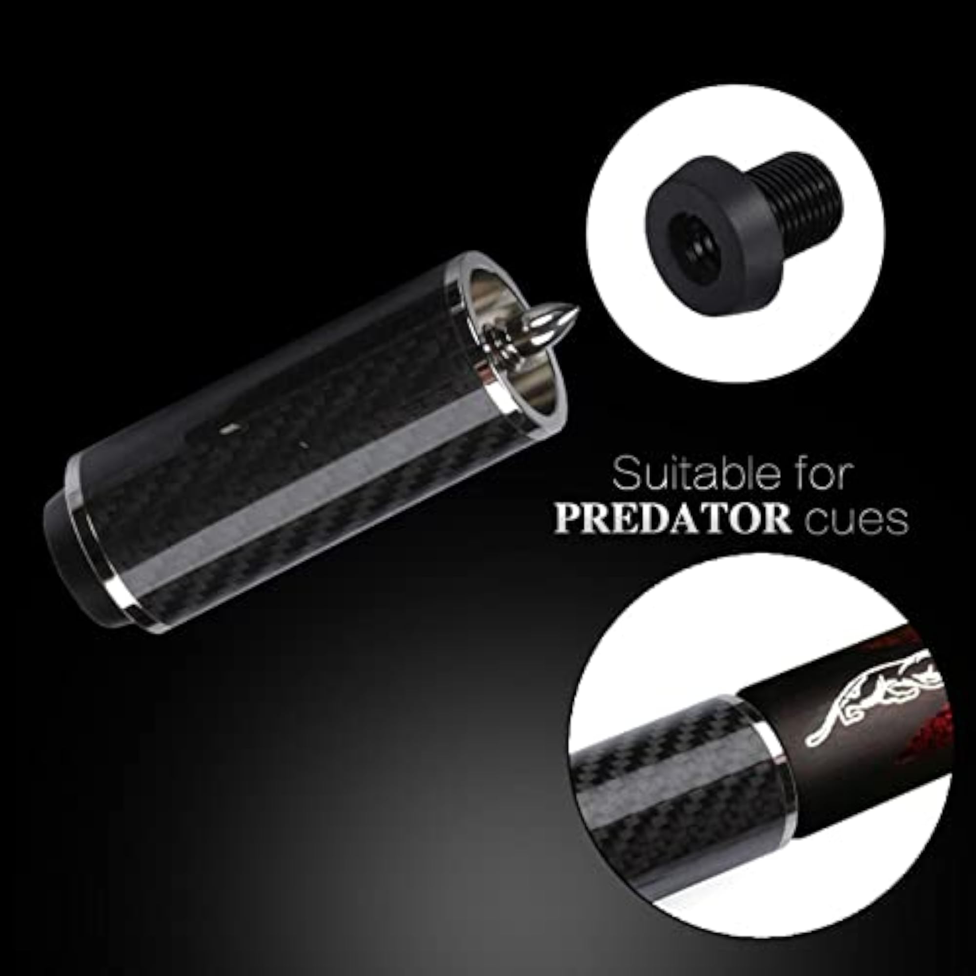 8inch Carbon Fiber Pool Cue Extension Lengthener