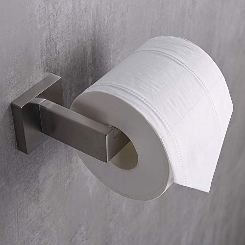 Tastos Toilet Paper Holder Brushed Nickel, Toilet Tissue Roll Holders Dispenser And Hangers Wall Mounted For Bathroom & Kitchen, Stainless Steel Modern Square Style (Silver) #TOP2