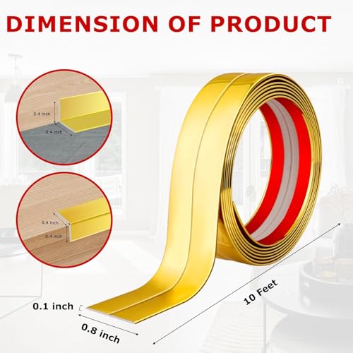 Image of inch1 Roll Flexible PVC Golden Wall Molding Trim - Decorative & Protective Caulk Strip for Table Edges, Door Frames, Baseboards, and Corners inch