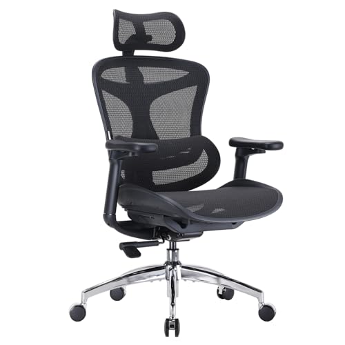 SIHOO Doro C300 Ergonomic Office Chair with Ultra Soft 3D Armrests, Dynamic Lumbar Support for Home Office Chair, Adjustable Backrest Desk Chair, Swivel Big and Tall Computer Chair Black Bla