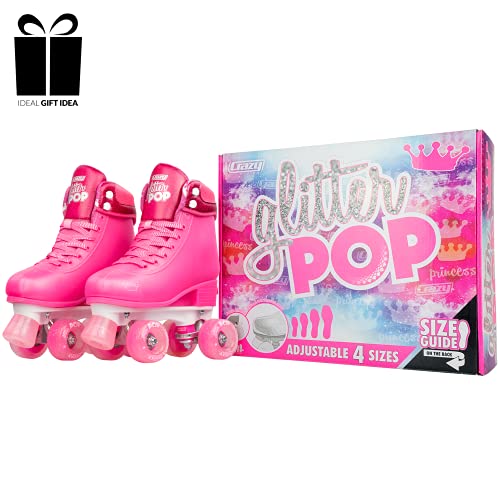 Crazy Skates Adjustable Roller Skates For Girls And Boys - Glitter Pop Collection - Size Adjustable To Fit Four Sizes - Pink (Size: Small | Us Mens J12-2 | Us Ladies J12-2 | Eu 31-34) #TOP5