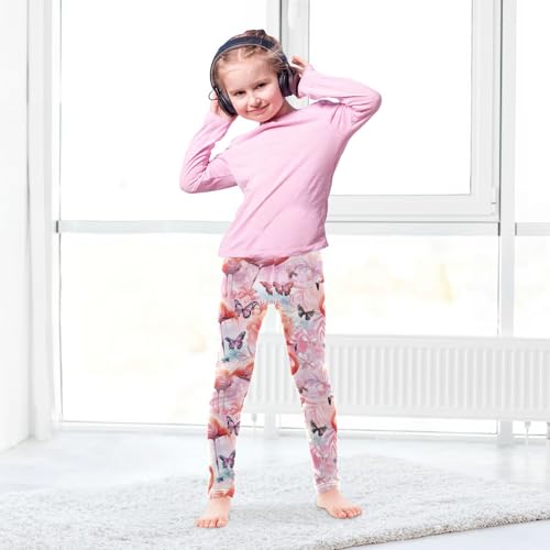 Wusikd Flamingos Pink Girls' Leggings Toddler Doodles Watercolor Kids Yoga Pants Dance Active Tights 4T4