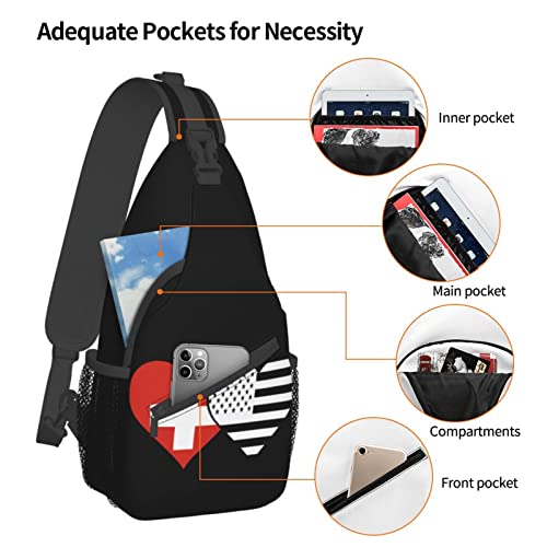 Morrales Crossbody Unisex con Bandera Suiza y Americana miniatura 5