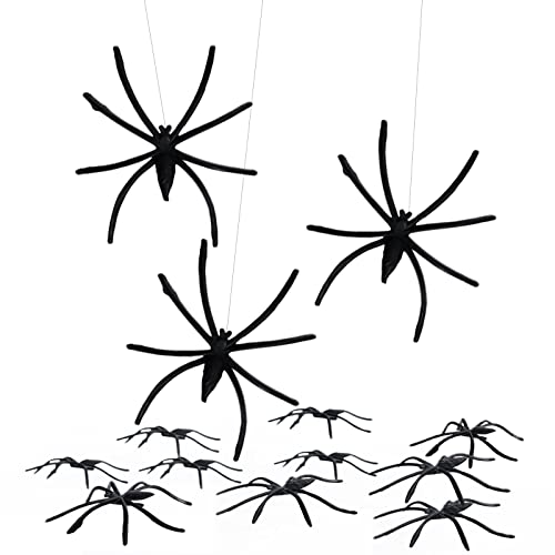 Arañas de Decoración de Halloween,100 Arañas de Plástico Negras Aterradoras,Mini Decoraciones de Terror de Halloween de Ocho Patas, para Fiesta de Halloween,Casa Embrujada, Arañas de Broma Realistas
