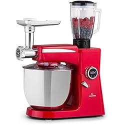 Robot Amasadora Picadora Klarstein Robot de Cocina, Batidora Vaso Multifuncional 2000W Con Picadora de Carne, Batidoras y Procesadores 3 en 1 para la Cocina, Electrodomésticos para Cocinar, Amasadora Acero Inoxidable 10l.