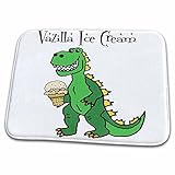 Dish Drying Mat - Funny Green Godzilla Monster eating Vanilla Ice Cream Vazilla Pun Funny