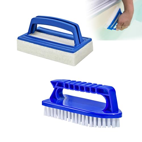 Xmart 2 Piezas Cepillo Piscina Multifunción Cepillos de Esponja para Piscina con Mango Herramientas de Limpieza Cepillo Piscina Limpiafondos para la Limpieza de Piscinas Paredes y Bañeras