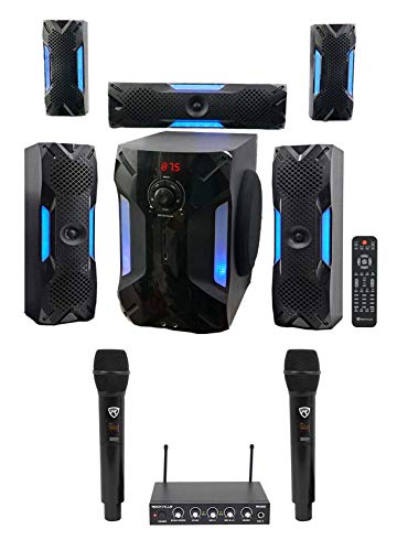 Rockville Hybrid Home Theater Karaoke Machine System w 8  Sub+(2) Wireless Mics