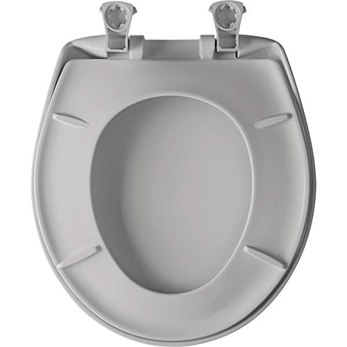 Bemis 200SLOWT 162 Toilet Seat will Slow Close, Never Loosen and Easily Remove, ROUND, Plastic, Silver