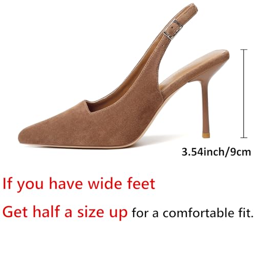 Image of RIBONGZ Sexy Slingback Pumps Elegant Dressy Heels for Women Closed Toe Pointy High Heels Wedding Bride Prom Party Evening Shoes
