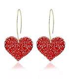 Leshanxing Pendientes largos colgantes de corazón para mujer, ligeros, grandes, chapados en oro de 18 quilates, aretes de aro colgantes para mujer, regalo para ella, oro amarillo acrílico, sin piedras