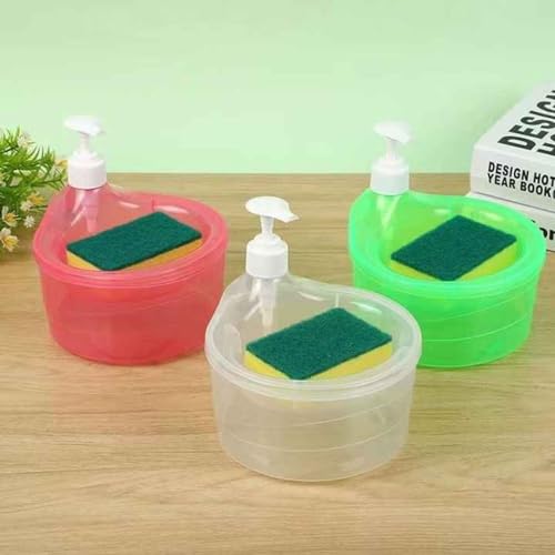 Image of TAZLYN Dish Washing Liquid Soap Dispenser with Sponge Holder Dish Soap Dispenser and Sponge Holder soap Dispenser for Bathroom