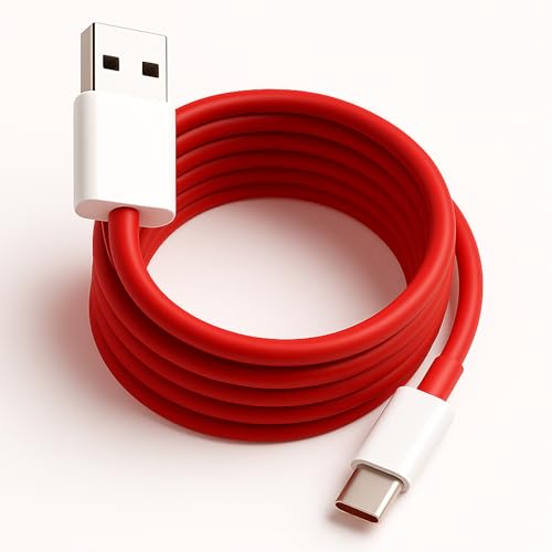 Image of Hoerrye 80W Supervooc Type A to C 1M Fast Charging Cable Oneplus for 13S /13R /13 /12 /12R /Nord 4 /CE 4 /11 /11R /10Pro / 10R /10T /9RT /9R /8R /8T /6 /6T /7 /7T /Tablet /Laptop (Dash,Warp) 80Watt USB C Charging, Red