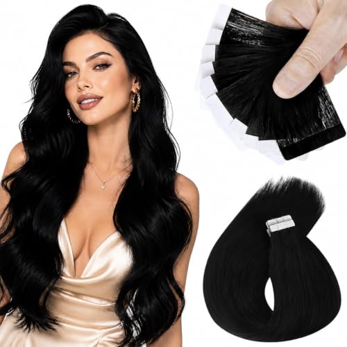 Image of Sunny Hair Tape in Hair Extensions Human Hair Jet Black 20in