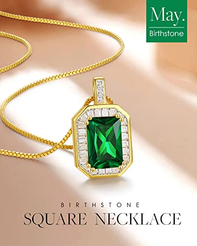 Cde Square Birthstone Necklaces For Women, 18K Gold Plated I Love You Mom 925 Sterling Silver Necklace For Women Mothers Day Birthday Anniversary Jewelry Gift For Women Wife Mom Grandma #TOP3