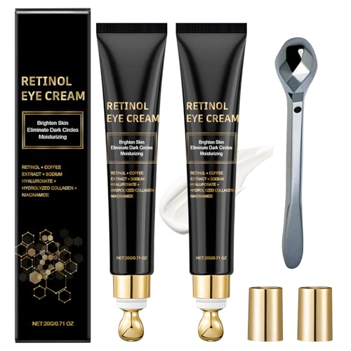 2 Stück Augencreme Gegen Falten Und Augenringe Retinol Augencreme Mit Massagestab Anti-Aging Hellt Augenringe Und Fältchen Auf Je 20g
