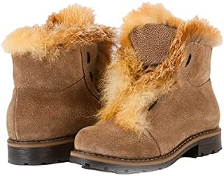 Women's Brown Ankle Fur Boots, Genuine Fox Fur & Suede, Sizes 5 and 10, Handmade by LITVIN