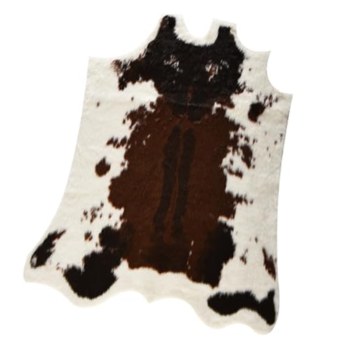 KICHOUSE Alfombra de Acrílico y Poliéster Irregular de Imitación de Vaca Negra, Cómoda y Multifuncional para Sala y Dormitorio Moderna