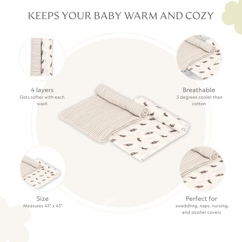 Image of Muslin Baby Swaddle - Breathable Receiving Blankets for Newborn Baby, 70% Viscose derived from Bamboo, 30% Spandex, Imported