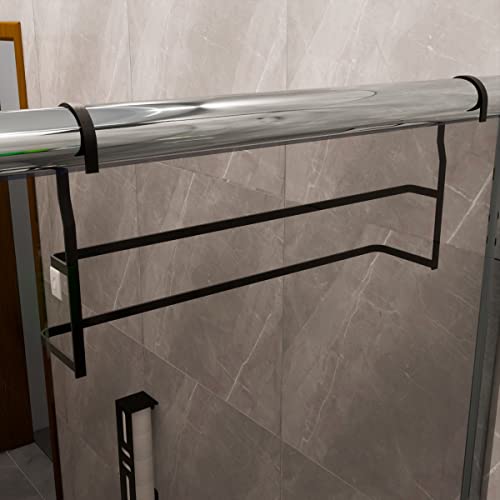 Suporte Duplo Porta Toalhas Toalheiro Box Preto Fosco 60cm