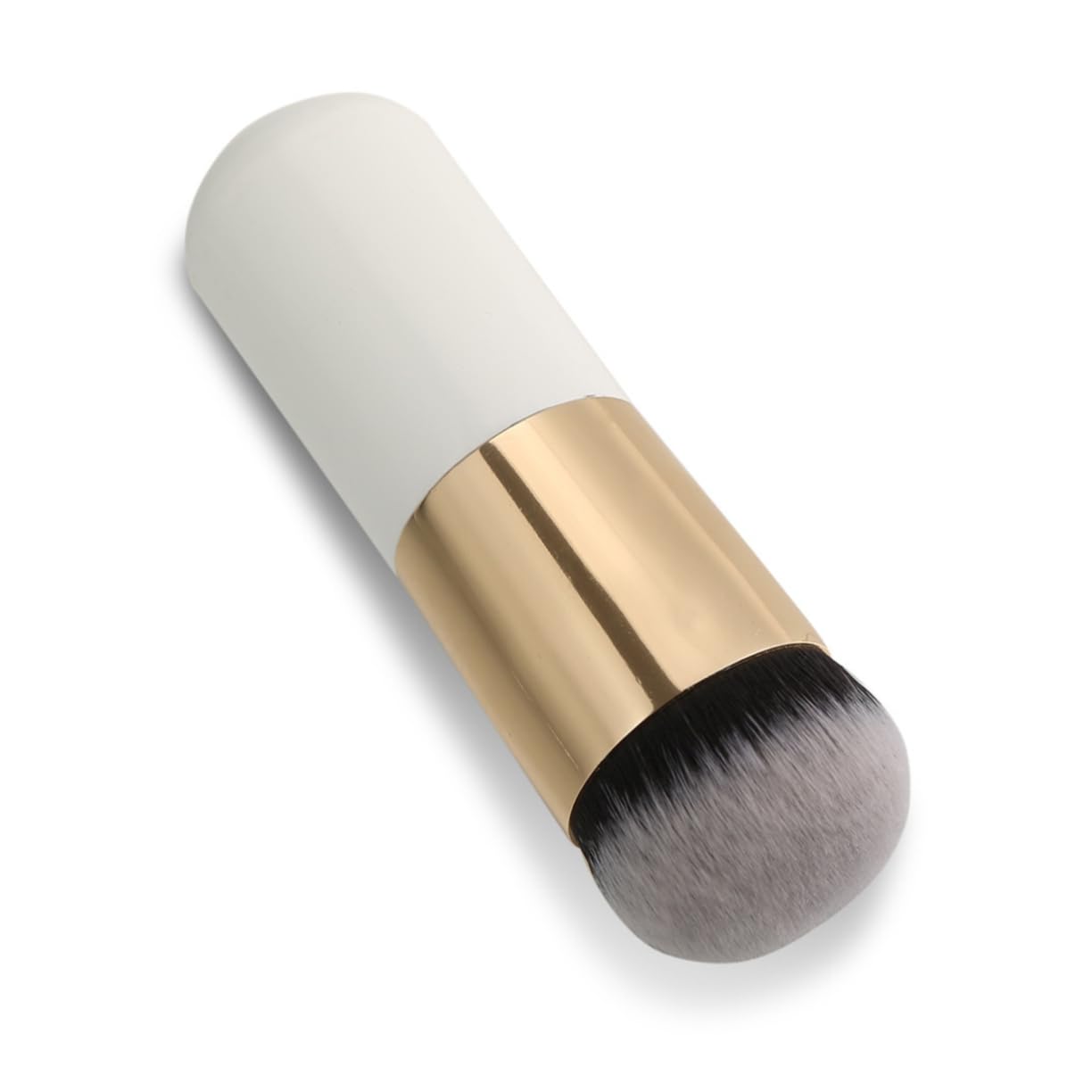 Flat Foundation Brush for Liquid and Cream Makeup Portable Blending Brush for Application Versatile Beauty Tool for Foundation Blush and Powder Elegant Gold White Design