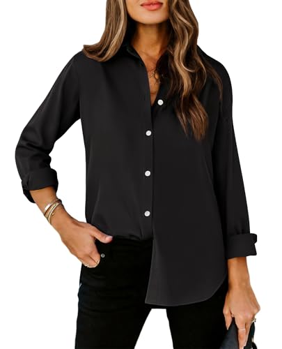 Image of siliteelon Striped Button Down Shirts Women Cotton Long Sleeve Work Blouses